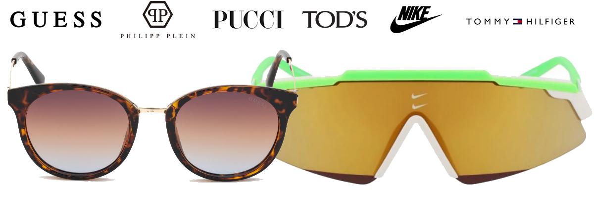 Nové přírůstky módních slunečních brýlí Philipp Plein, Guess, Tommy Hilfiger a sportovní modely od Nike a Reebok.